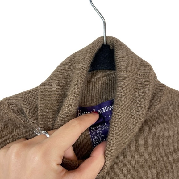 Ralph Lauren Purple Label Cashmere Turtleneck Pullover Sweater Brown Size M - Picture 5 of 9